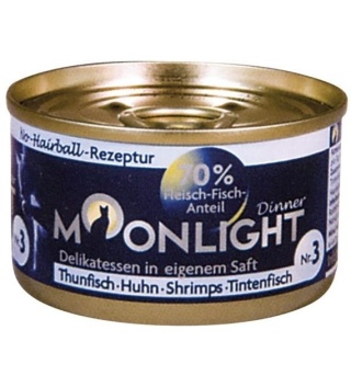 MOONLIGHT DINNER nr 3 Tuńczyk kurczak krewetki i kałamarnica w sosie własnym 80g
