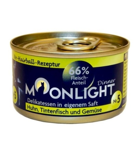 MOONLIGHT DINNER nr 5 kurczak kałamarnica marchew dynia w sosie własnym 80g MOONLIGHT DINNER nr 5 kurczak kałamarnica marchew dynia w sosie własnym 80g