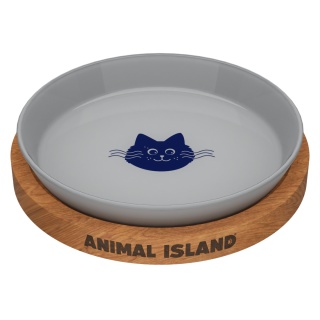Talerzyk dla Kota z podstawką Cool Gray, średnica 18 cm, Animal Island