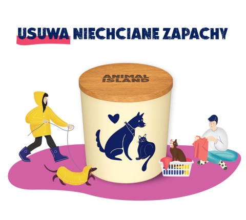 Świeca neutralizująca zapachy, aromat Białe Kwiaty, Animal Island Świeca neutralizująca zapachy, aromat Białe Kwiaty, Animal Island