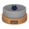 Szklana miska dla Kota z podstawką szara, średnica 18cm, Animal Island