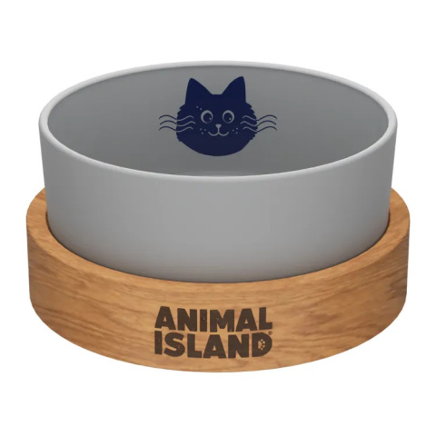 Szklana miska dla Kota z podstawką szara, średnica 18cm, Animal Island Szklana miska dla Kota z podstawką szara, średnica 18cm, Animal Island