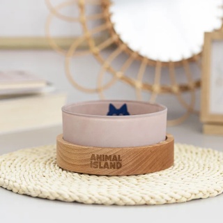 Szklana miska dla Kota z podstawką Cashmere Pink, średnica 18cm, Animal Island