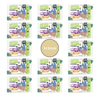 Zestaw Animal Island 56x85g saszetki Wołowina, Kurczak