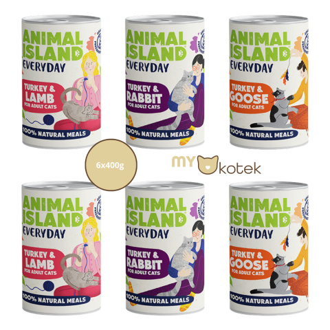Zestaw 6 SZTUK Animal Island Puszki 6x400g Zestaw 6 SZTUK Animal Island Puszki 6x400g