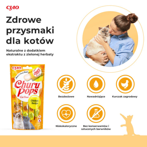INABA CHURU Pops przysmaki dla kota z kurczakiem galaretka 4x15g INABA CHURU Pops przysmaki dla kota z kurczakiem galaretka 4x15g
