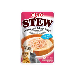 Inaba Ciao Stew kurczak i łosoś - zupka potrawka w sosie dla kota 40g