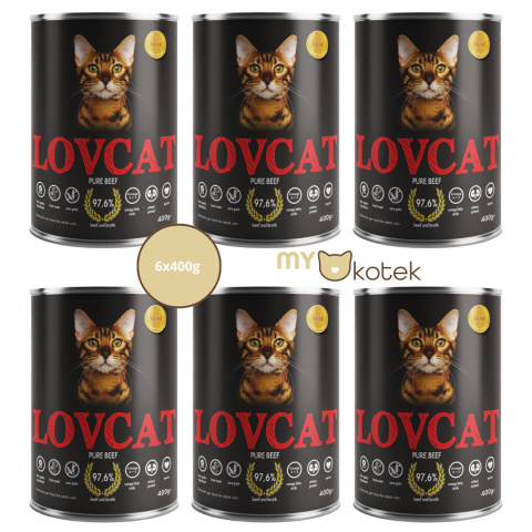 Lovcat Zestaw Monoprotinowy Wołowina, puszki 6x400g Lovcat Zestaw Monoprotinowy Wołowina, puszki 6x400g