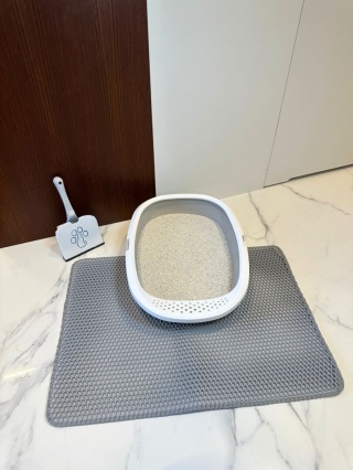 Mata pod kuwetę XXL dla kota, Szara, Rozmiar 55cm x 75cm