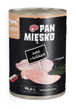 Pan Mięsko Karma mokra dla kota Indyk z królikiem 400g