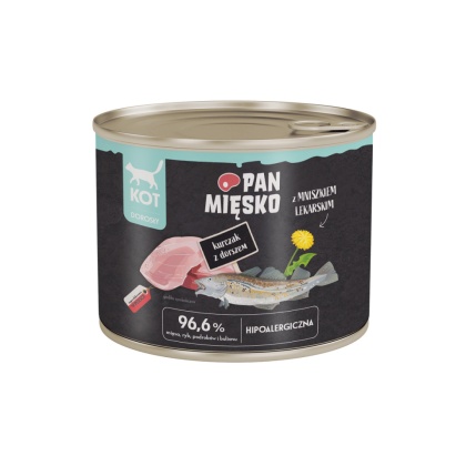 Pan Mięsko Karma mokra dla kota Kurczak z dorszem 200g