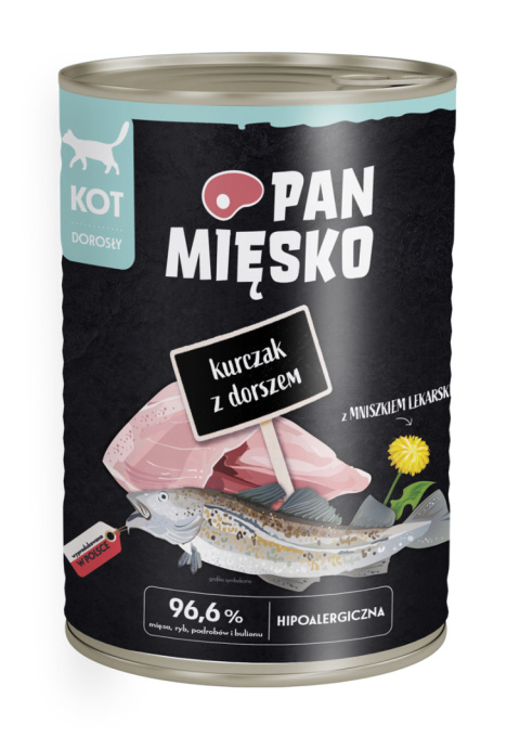Pan Mięsko Karma moka dla kota Kurczak z dorszem 400g Pan Mięsko Karma moka dla kota Kurczak z dorszem 400g