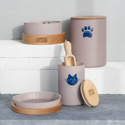 Pojemnik na karmę dla kota z kocią łapką, rozmiar M, Cashmere Pink Animal Island Pojemnik na karmę dla kota z kocią łapką, rozmiar M, Cashmere Pink Animal Island