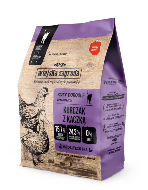 Wiejska Zagroda Kurczak z kaczką - karma sucha dla kota 400g Wiejska Zagroda Kurczak z kaczką - karma sucha dla kota 400g