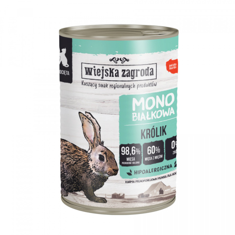 Wiejska Zagroda Karma Monoproteinowa królik 400g Wiejska Zagroda Karma Monoproteinowa królik 400g