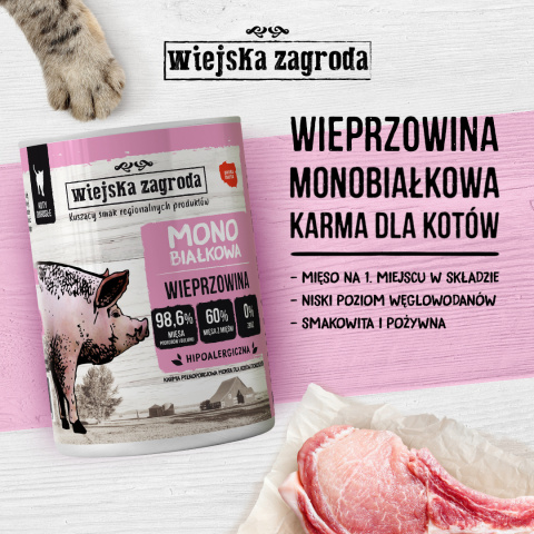 Wiejska Zagroda Karma Monobiałkowa Wieprzowina 200g Wiejska Zagroda Karma Monobiałkowa Wieprzowina 200g