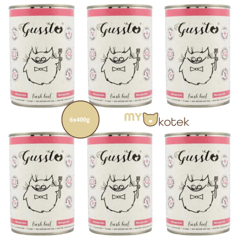 Zestaw GUSSTO Świeża Wołowina, karma premium Monoproteinowa 6x400g Zestaw GUSSTO Świeża Wołowina, karma premium Monoproteinowa 6x400g