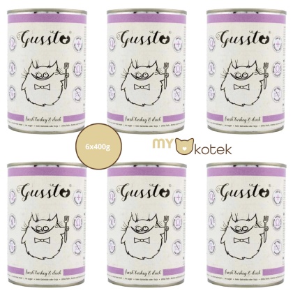Zestaw GUSSTO Indyk z kaczką, karma premium 6x400g