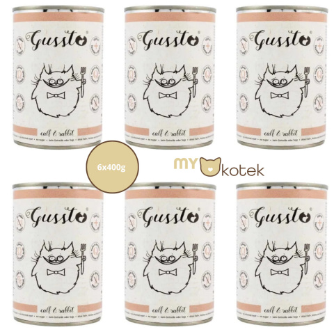 Zestaw GUSSTO Świeża Cielęcina z królikiem, karma premium 6x400g Zestaw GUSSTO Świeża Cielęcina z królikiem, karma premium 6x400g
