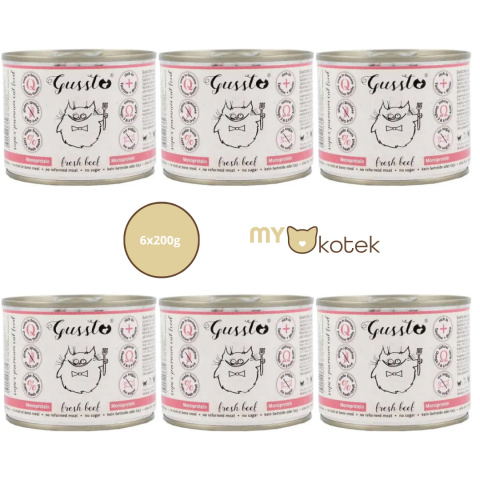 Zestaw GUSSTO Świeża Wołowina, karma premium Monoproteinowa 6x200g Zestaw GUSSTO Świeża Wołowina, karma premium Monoproteinowa 6x200g