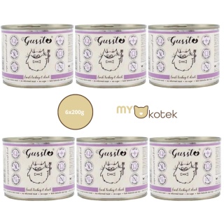 Zestaw GUSSTO Świeży Indyk z kaczką, karma premium 6x200g