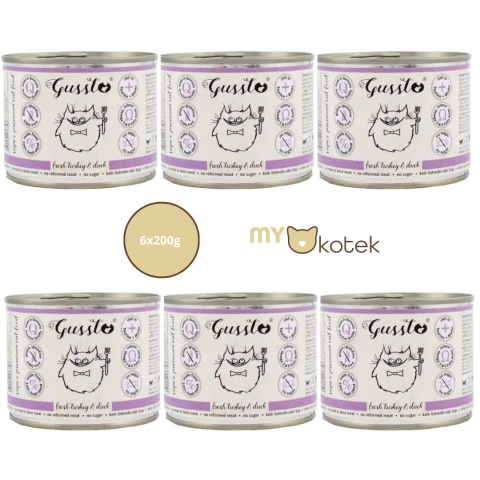 Zestaw GUSSTO Świeży Indyk z kaczką, karma premium 6x200g Zestaw GUSSTO Świeży Indyk z kaczką, karma premium 6x200g