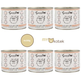 Zestaw GUSSTO Świeża Cielęcina z królikiem, karma premium 6x200g