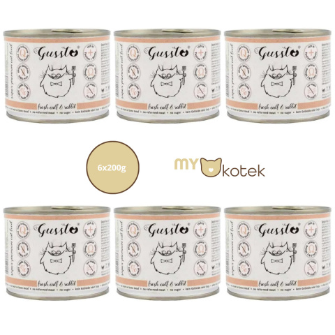 Zestaw GUSSTO Świeża Cielęcina z królikiem, karma premium 6x200g Zestaw GUSSTO Świeża Cielęcina z królikiem, karma premium 6x200g