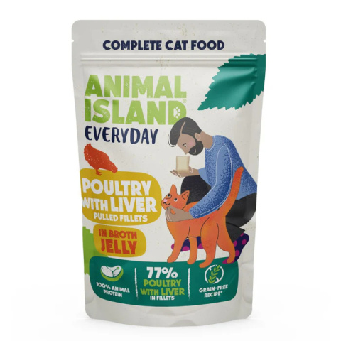 Animal Island NOWE Saszetki Cielęcina i Drób z wątróbką 4x85g w Galaretce Animal Island NOWE Saszetki Cielęcina i Drób z wątróbką 4x85g w Galaretce