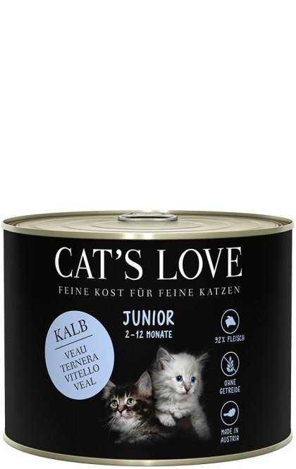 CAT'S LOVE Junior Kalb - cielęcina z olejem z łososia 200g kitten - mokra karma dla kociąt