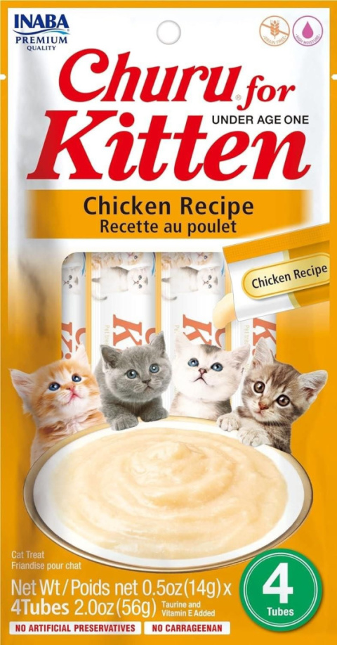 INABA CHURU Kitten Kremowe przysmaki dla kociąt z kurczakiem 4x14g INABA CHURU Kitten Kremowe przysmaki dla kociąt z kurczakiem 4x14g