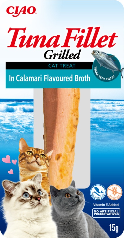 INABA CIAO Grillowany filet z tuńczyka w bulionie kalmarowym 15g - przysmak dla kota