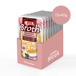 Zestaw Inaba Ciao Broth kurczak z łososiem w rosole - karma uzupełniająca dla kota 12x40g