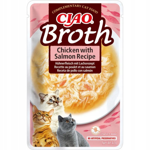 Inaba Ciao Broth kurczak z łososiem w rosole 40g - zupka Inaba Ciao Broth kurczak z łososiem w rosole 40g - zupka