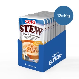 Zestaw Inaba Ciao Stew kurczak i tuńczyk - potrawka w sosie dla kota 12x40g