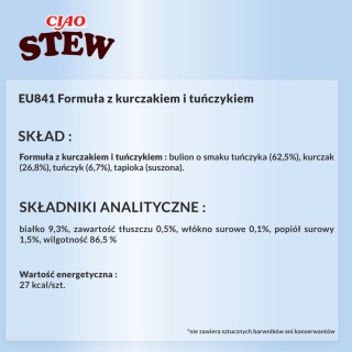 Zestaw Inaba Ciao Stew kurczak i tuńczyk - potrawka w sosie dla kota 12x40g