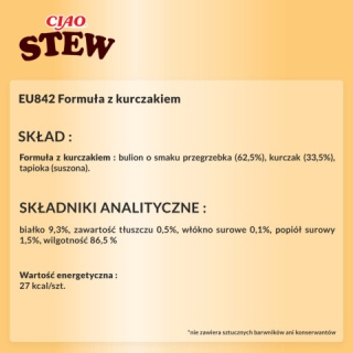 Zestaw Inaba Ciao Stew kurczak - potrawka w sosie dla kota 12x40g
