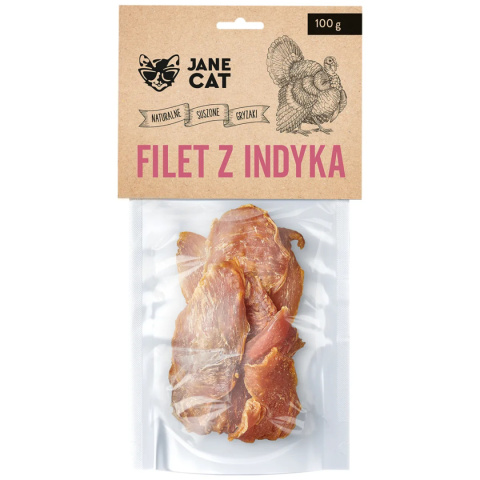 Suszony filet z indyka dla kota Jane Cat - przysmak monoproteinowy dla kota 100g Suszony filet z indyka dla kota Jane Cat - przysmak monoproteinowy dla kota 100g