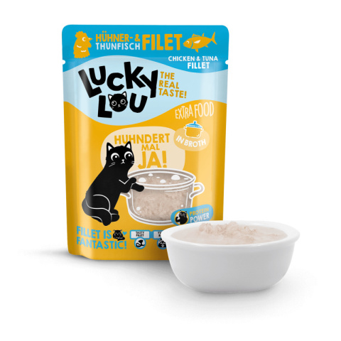 Lucky Lou Extrafood kurczak i tuńczyk w bulionie 70g Lucky Lou Extrafood kurczak i tuńczyk w bulionie 70g