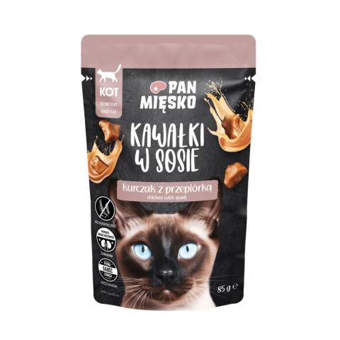 PAN MIĘSKO Zestaw Saszetek kawałki w sosie - Kurczak z przepiórką 12x85 g PAN MIĘSKO Zestaw Saszetek kawałki w sosie - Kurczak z przepiórką 12x85 g