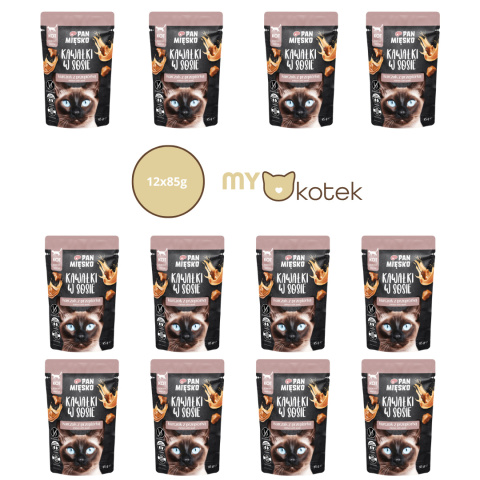 PAN MIĘSKO Zestaw Saszetek kawałki w sosie - Kurczak z przepiórką 12x85 g PAN MIĘSKO Zestaw Saszetek kawałki w sosie - Kurczak z przepiórką 12x85 g