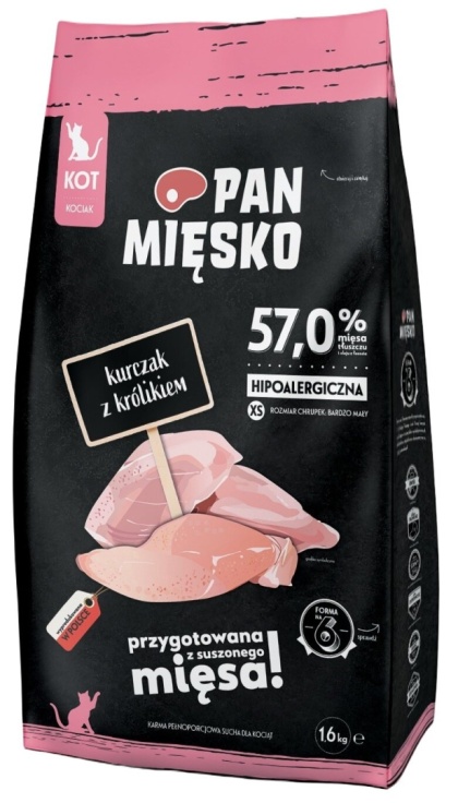 Pan Mięsko kitten Kurczak Królik - karma sucha dla kociąt 1,6kg