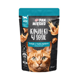 PAN MIĘSKO Zestaw Saszetek kawałki w sosie -Indyk z tuńczykiem 12x85g