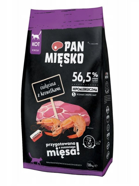 Pan Mięsko Cielęcina z krewetkami S - karma sucha dla kota 1,6 kg Pan Mięsko Cielęcina z krewetkami S - karma sucha dla kota 1,6 kg