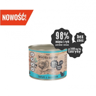 Wiejska Zagroda Karma mokra dla kota Indyk z łososiem 200g