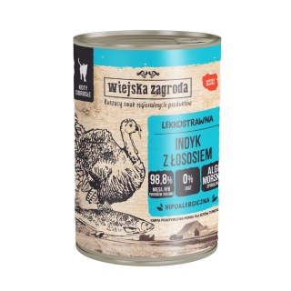Wiejska Zagroda Karma mokra dla kota Indyk z łososiem 400g