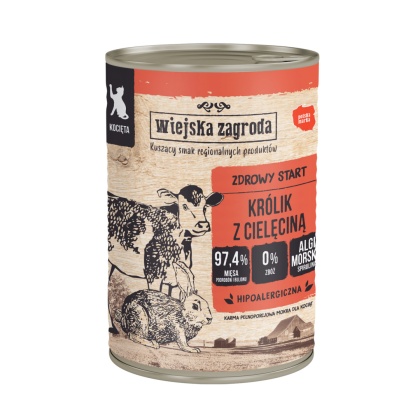 Wiejska Zagroda Kitten mokra karma dla kociąt Królik z cielęciną 400g