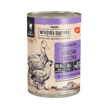 Wiejska Zagroda mokra karma dla kota Kurczak z Kaczką 400g