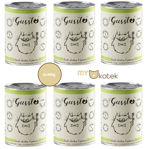 Zestaw GUSSTO Świeży Kurczak z krewetkami, karma premium 6x400g Zestaw GUSSTO Świeży Kurczak z krewetkami, karma premium 6x400g