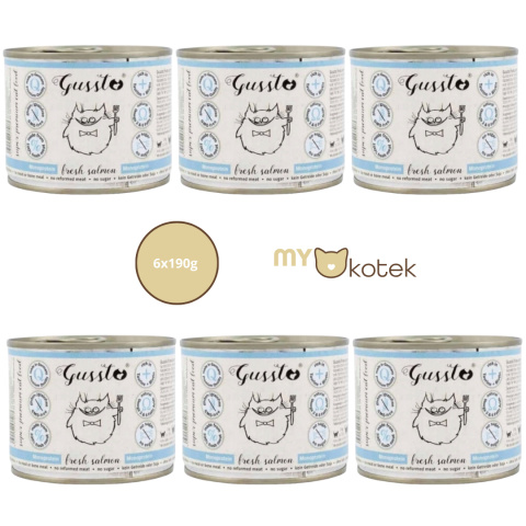 Zestaw GUSSTO Świeży Łosoś, karma premium Monoproteinowa 6x190g Zestaw GUSSTO Świeży Łosoś, karma premium Monoproteinowa 6x190g